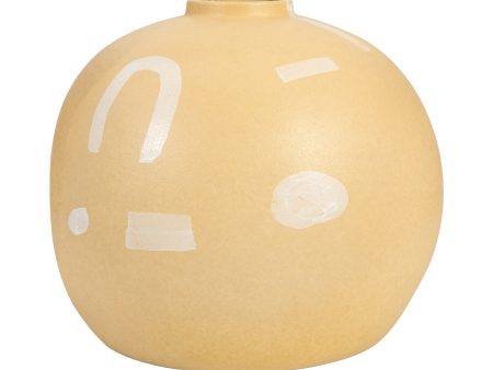 18244  CERAMIC, 9  2-TONE TALAVERA VASE, YELLOW WHITE( Sagebrook Home  ) Online Sale