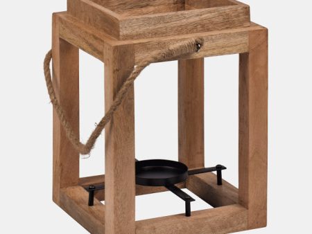 Wood, 11 H Open Lantern Holder, Brown For Discount