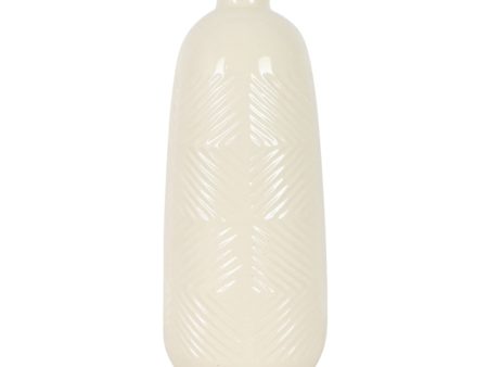 18625-03  CER, 13  FLUTED VASE, WHITE( Sagebrook Home  ) For Sale