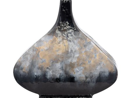 13 H METAL VASE, BLK GLD Discount