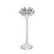 GLASS 9  LOTUS CANDLE HOLDER, SILVER on Sale