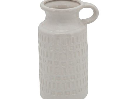 15850-02  11 H TEXTURED OLPE VASE, WHITE( Sagebrook Home  ) Online now