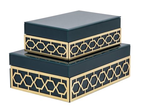 14831-01  S 2 WOOD BOXES, BROWN( Sagebrook Home  ) Online