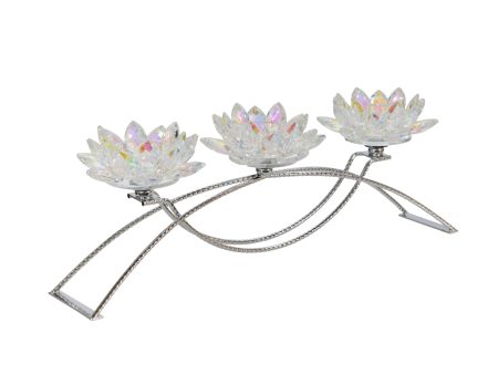 METAL GLASS 16  3 LOTUS CANDLE HOLDER,  RAINBOW Cheap