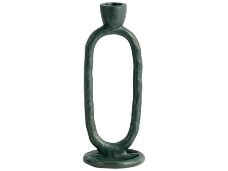 METAL, 7  OPEN OVAL TAPER CANDLEHOLDER, DARK GREEN Supply