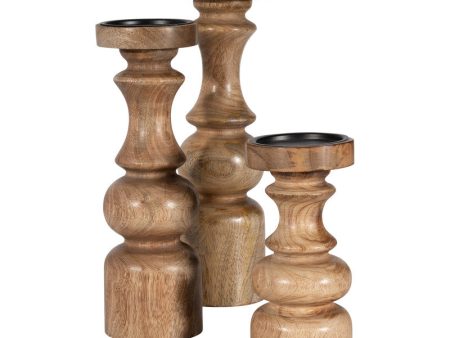 WOOD, 12  TRADITIONAL PILLAR CANDLEHOLDER, NATURAL Online