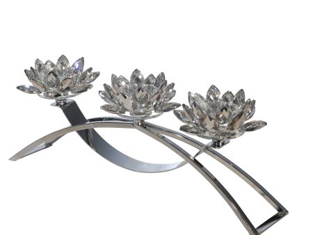 METAL GLASS 16  3 LOTUS VOTIVECANDLE HOLDER, SILVE Online